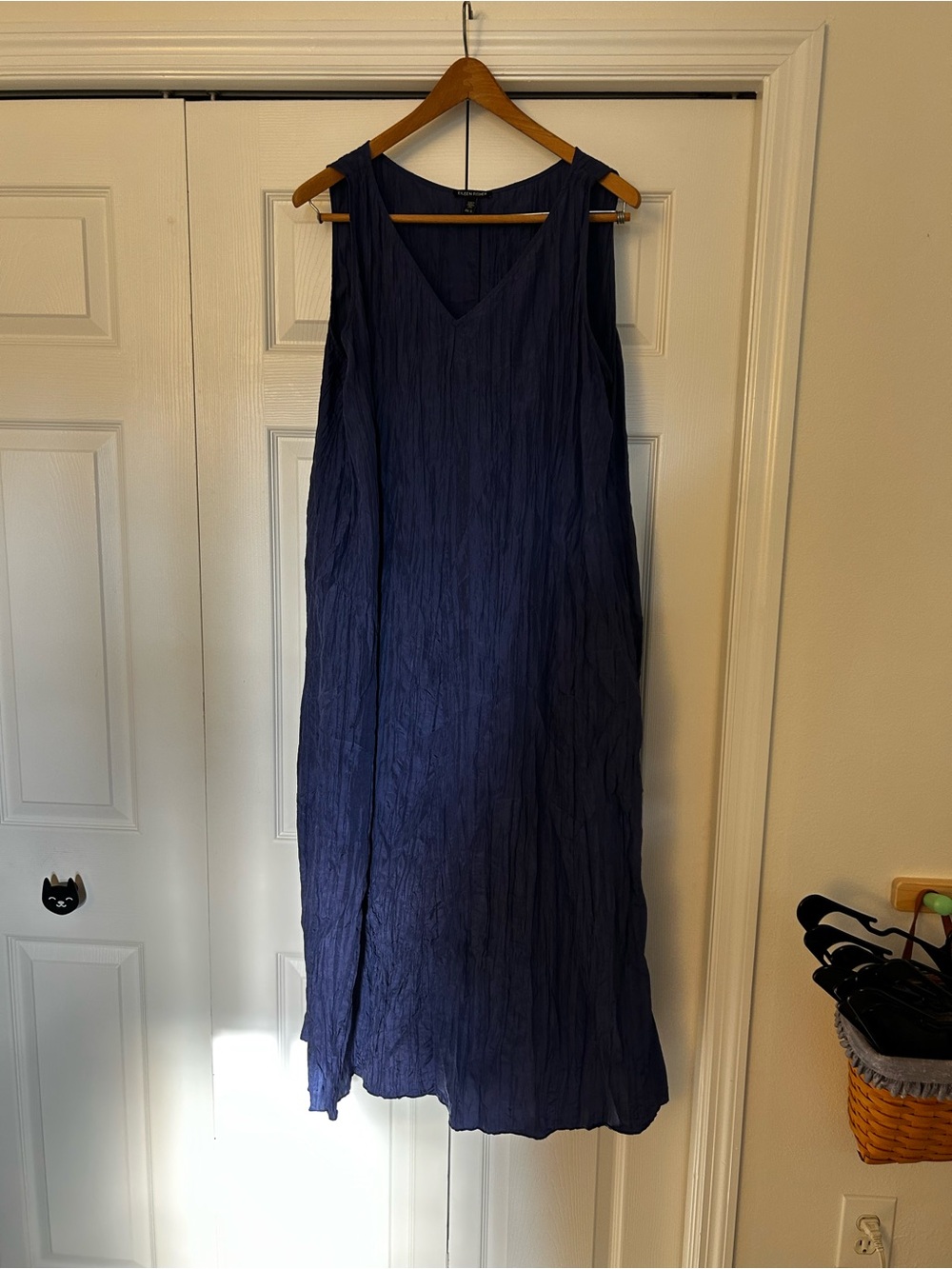 Eileen Fisher Crinkled 100% Silk Dress in Bluette, Size 1x